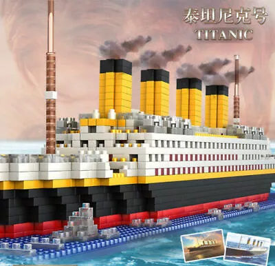 1860 PCS Giant Titanic Ship Boat Cruise Construction Toy Building Block Play Set • $79.99