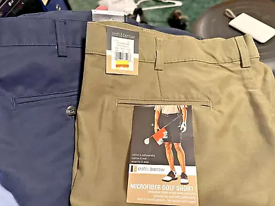 2 PR Croft & Barrow Shorts Sz 44 Microfiber Golf Shorts NWT Green Glaze / Navy • $21.99