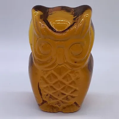 Amber Viking Glass Owl Paperweight Figurine • $46.99