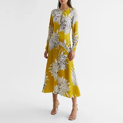 Bnwt Reiss Yellow Floral Formal Occasion Midi Dress Uk Size 10 • $174.06