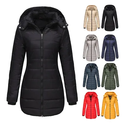 £24.99 • Buy Women's Winter Cotton Parka Quilted Long Coat Hooded Ladies Warm Padded Jacket
