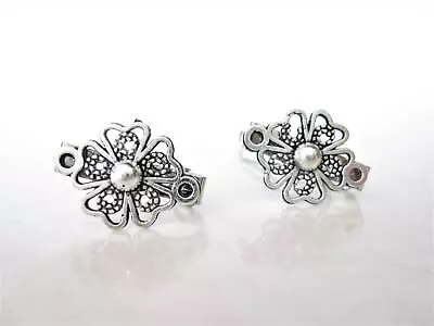Set Of 2 Extra Tiny Small Silver Clover Flower Metal Barrette Hair Clip For • $9.95