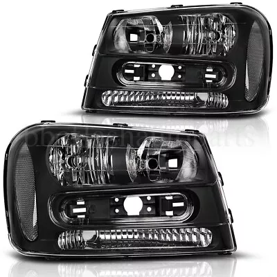 Pair Headlights For 2002-2009 TrailBlazer Clear Lens Black Housing Headlamps • $69.89