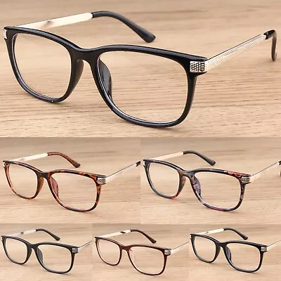 Classic Rectangular Clear Lens Glasses Women's Mens Fashion  Vintage  • £7.95