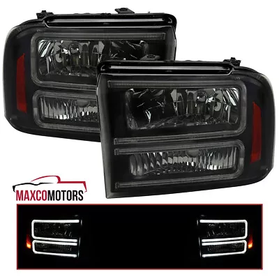 Black Smoke Headlight Fits 2005-2007 Ford F250 F350 F450 SuperDuty LED Tube  L+R • $142.49