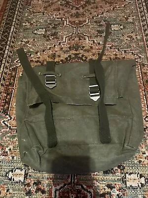 Vintage Military Olive Green Canvas Buckle Flap Messenger Bag • $9.99