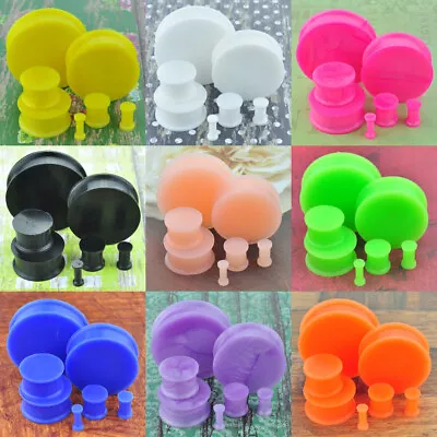 $5.99 • Buy 2 Pcs Solid Silicone Plugs Flexible Ear Gauges Expandar Stretcher Body Piercings
