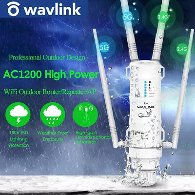 Wavlink AC1200 High Power 5G Dual-Band Outdoor WiFi Range Extender Router • $129.99