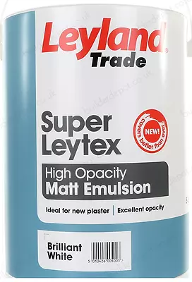 Leyland 5L Matt Super Leytex High Opacity Ideal For New Plaster White • £22.99