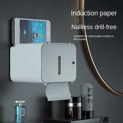 $40.84 • Buy Automatic Roll Paper Dispenser Wall-Mounted Punch-Free Toilet Paper Holder Home