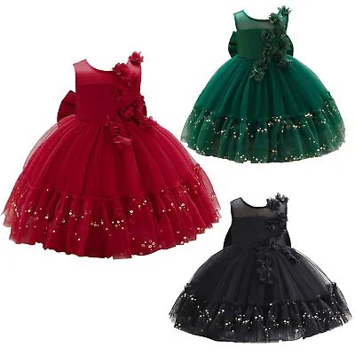 Girls Bridesmaid Sequins Dress Baby Flower Kids Party Wedding Dresses Princess • £8.89