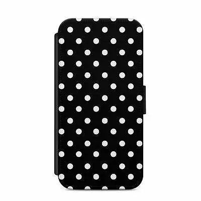 £12.99 • Buy Black & White Polka Dots Faux Leather Flip Case Wallet For IPhone / Samsung