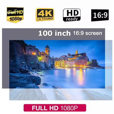 100  Metal Projector Screen 16:9 Anti-light 4K HD Projector Home Movies Screen • $16.99