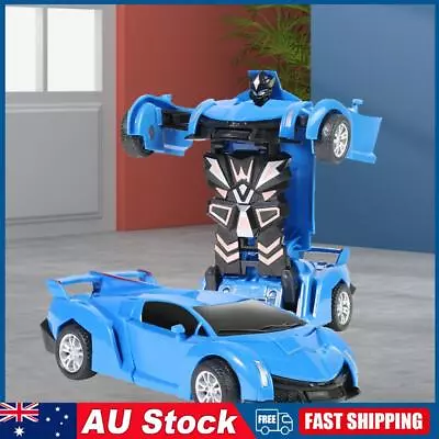 2 In 1 Mini Car Toys One-key Deformation Robot Car Toy Boys Gift (B Blue) • $9.79