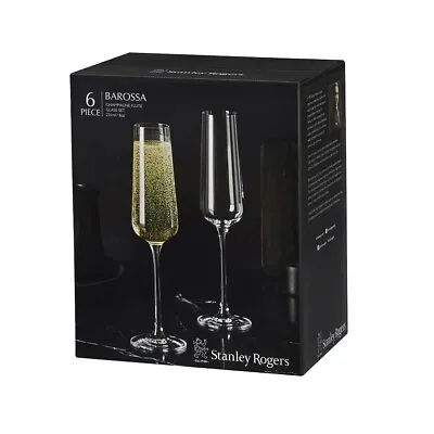 NEW STANLEY ROGERS BAROSSA CHAMPAGNE FLUTES 231ml SET 6 Bubbly Glass Barware • $59.95