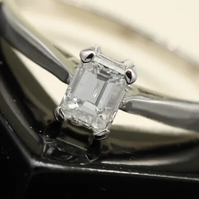 £790 • Buy Quality 0.50ct Emerald Cut Diamond Solitaire Ring In 18ct White Gold