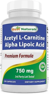Best Naturals Acetyl L-Carnitine And Alpha Lipoic Acid 750 Mg 120 Capsules  • $20.99