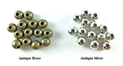 8mm Smooth Round Ball Bead Antique Brass Silver Plated Lead Safe Alloy Q120 • $6