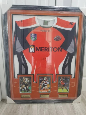 $71 • Buy 2014 West Tigers Framed Jersey Signed By James (Teddy) Tedesco And 2 Others