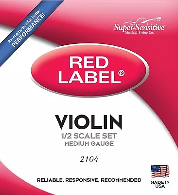 Super Sensitive Red Label Series Violin String Set 1/2 Size Medium • $19.69