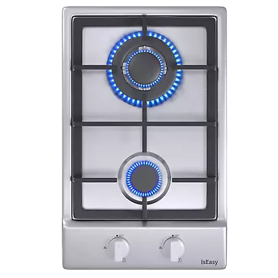 12  Gas Cooktop 2 Burners Built-in Gas Hob Stove Top With NG/LPG-Stainless Steel • $78.13