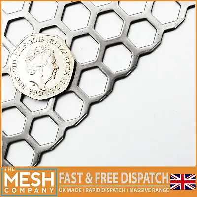 £6.99 • Buy Mild Steel Hexagonal(11mm Hole X 14mm Pitch X 1.5mm Thick)Perforated Sheet Plate