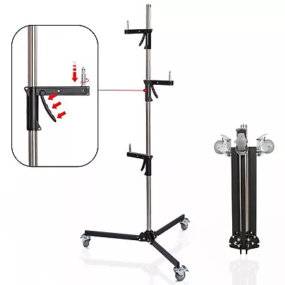 Photography Heavy Duty Stainless Tripod C Light Stand Adjustable With Wheels • $109.99