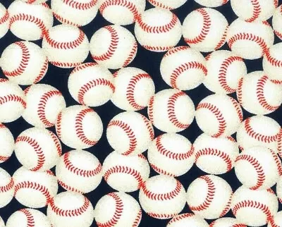 Fat Quarter Fabric  Baseball On Blue Background  Baseballs  100% Cotton Mlb  Fq • $2.99