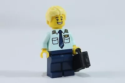 LEGO® City Minifigure Captain Pilot Passenger Plane Smiley Face Briefcase • $12.99