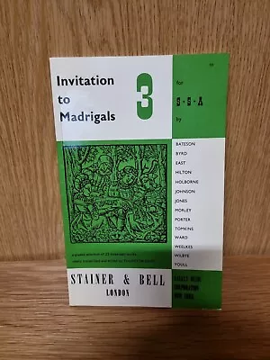 £4.99 • Buy Invitation To Madrigals 3 (Paperback Book) Thurston Dart (12b)