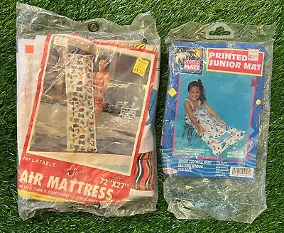 Lot Of 2 Vintage Inflatable Pool Air Mattress Raft Vinyl 72  X 27  & 29  X 19  • $17.99