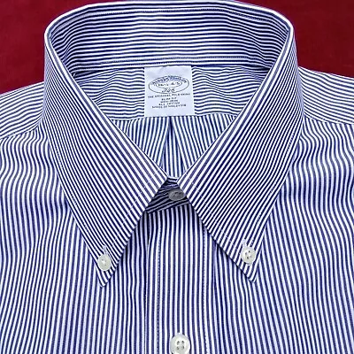 BROOKS BROTHERS Stripe PINSTRIPE Button Down CASUAL SHIRT Ivy Mod LARGE 16.5 • £19.99