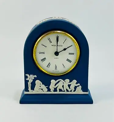 Vintage Wedgwood Jasperware Blue Domed Mantel Desk Clock 4.75  • $43.31