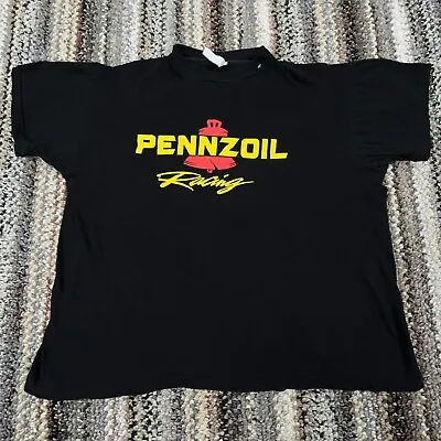 Vintage Pennzoil Shirt Men XL Black Tee Single Stitch Racing 90s Oil Gas Adult • $24.91