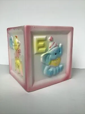 Vintage Ardco Ceramic Planter Baby Shower Gift Animal ABC Block Trinket Box Pink • $9.99