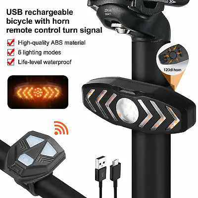 $10.44 • Buy Bicycle Tail Light USB Smart Wireless Remote Control Turn Signal Warning Lamp
