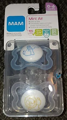 Baby Boy 0-6 MOS (2) Pacifiers Mini Air MAM Blue Elephant Yellow Lion New • $14.50