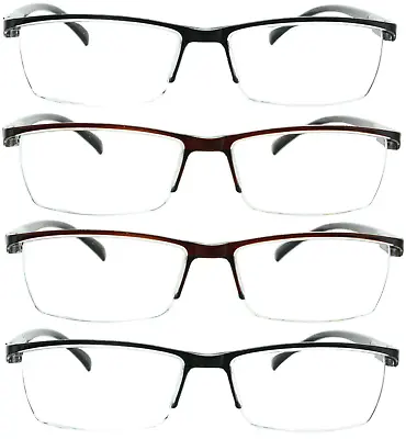 4 Pack Reading Glasses Readers Men Women Square Frame Spring Hinge • $12.95