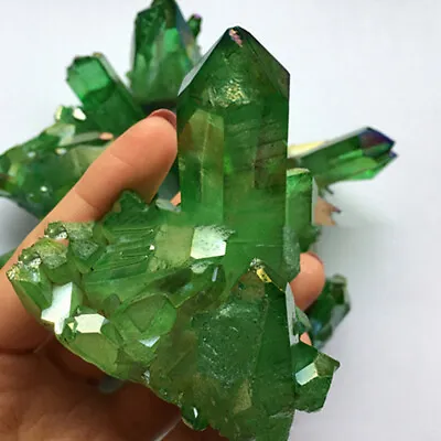 Natural Green Crystal Cluster Quartz Stone Gems Healing Mineral Reiki Ornament • £6.80
