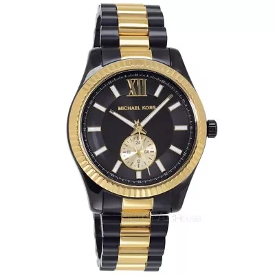 Michael Kors Lexington Men's Two-Tone Black Gold Steel Dress Watch NIB MK8948 • $119.99