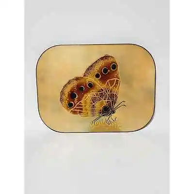 Eren Signed Enamel On Copper Butterfly Painting 70s Canada Art Wall Plaque • $38