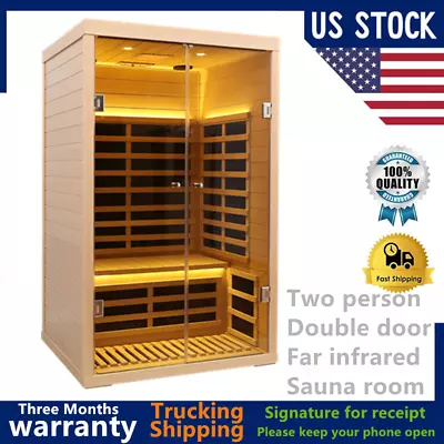 2 Person Hemlock Double Doors Great Glass Luxury Indoor Far Infrared Sauna Room • $2799