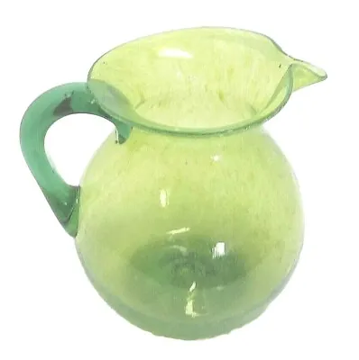 Hand Blown Large Green Glass Pitcher.   • $34.95