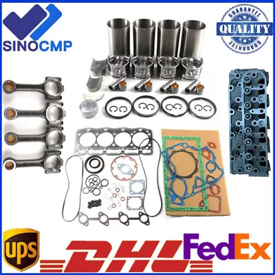 $289 • Buy V1505 V1505E Engine Rebuild Kit & Complete Cylinder Head & 4x Con Rod For Kubota