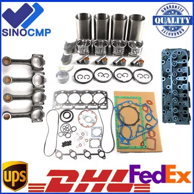 V1505 V1505E Engine Rebuild Kit & Complete Cylinder Head & 4x Con Rod For Kubota • $268.77