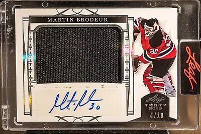 MARTIN BRODEUR 2023 Leaf Trinity Jumbo Jersey Patch Auto Autograph 4/10 • $21.50