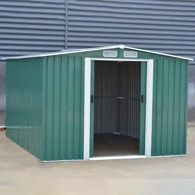 8 X 10 FT Metal Garden Shed Apex Roof Steel Tool Storage House WITH FREE BASE • £389.95