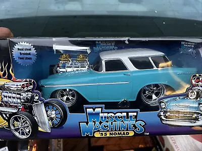 Muscle Machines '55 Nomad Two Tone Blue And White 1:18 Scale • $50