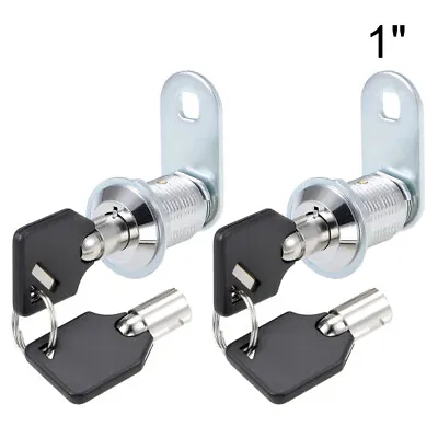 $9.99 • Buy 2Pc 1  Tubular Cam Lock 90 Degree&2 Key Pull Drawer Cabinet Toolbox Replacement