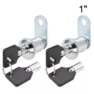 2Pc 1  Tubular Cam Lock 90 Degree&2 Key Pull Drawer Cabinet Toolbox Replacement • $9.99